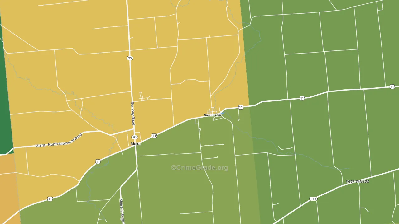 Brushton, NY Map of Robbery Rates