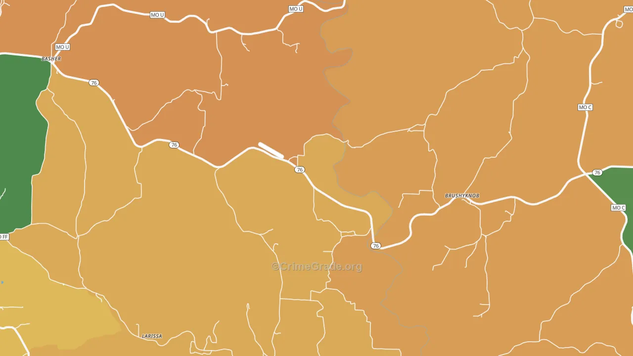 Brushyknob, MO Map of Robbery Rates