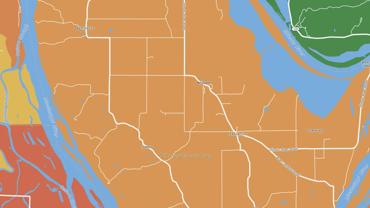 Brussels, IL Map of Robbery Rates