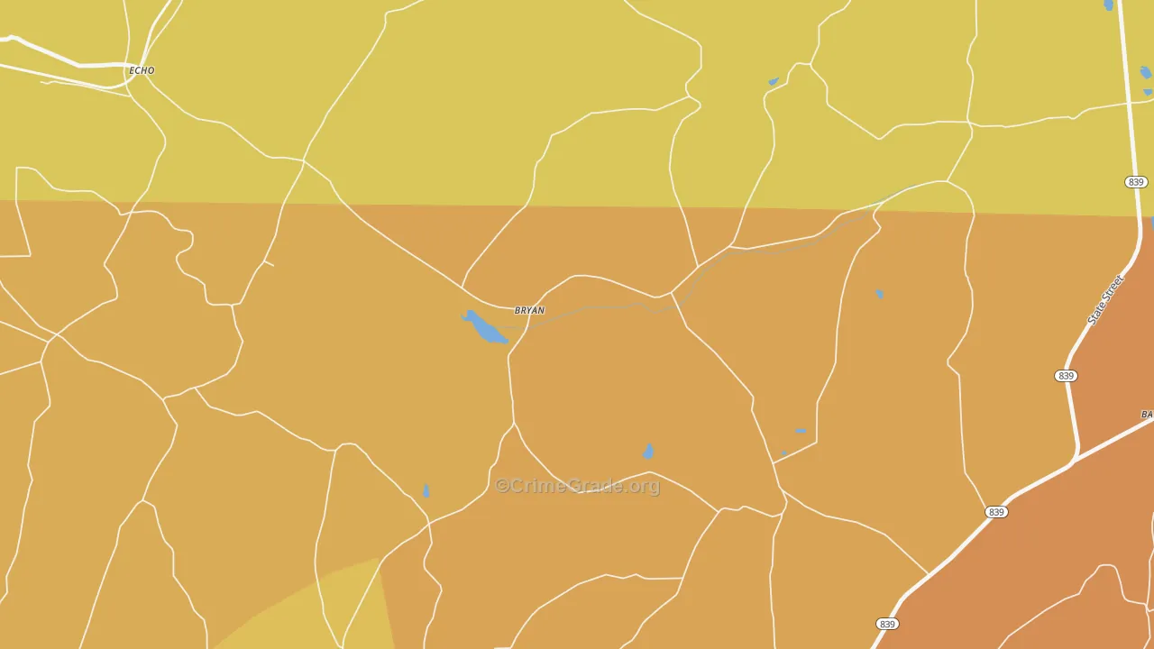 Bryan, PA Map of Robbery Rates