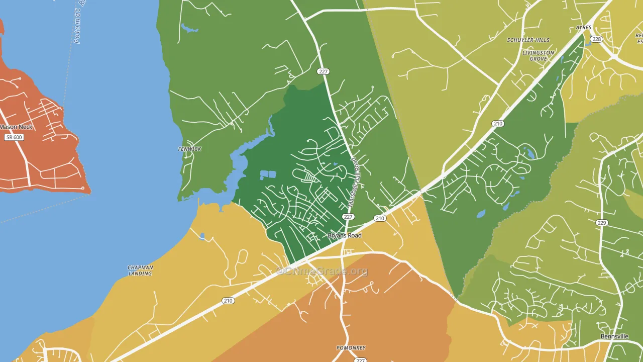 Bryans Road, MD Map of Robbery Rates