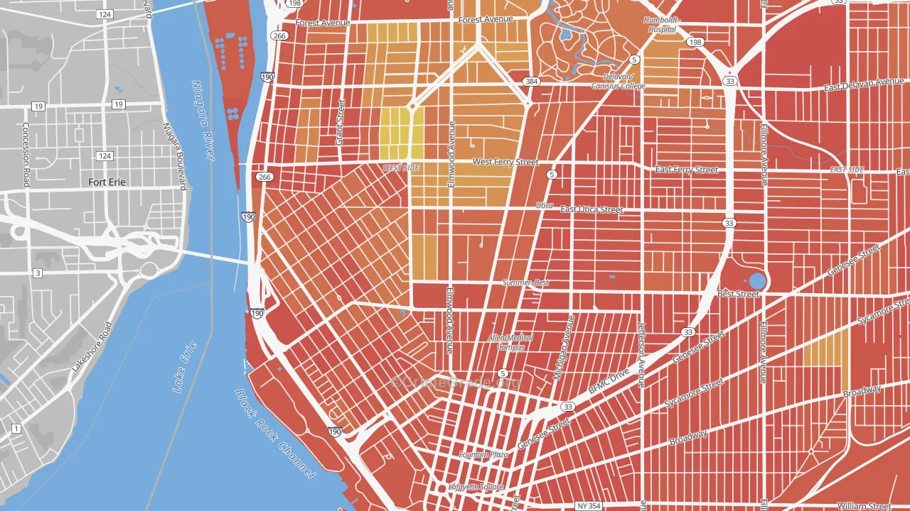 Bryant, Buffalo, NY Map of Robbery Rates