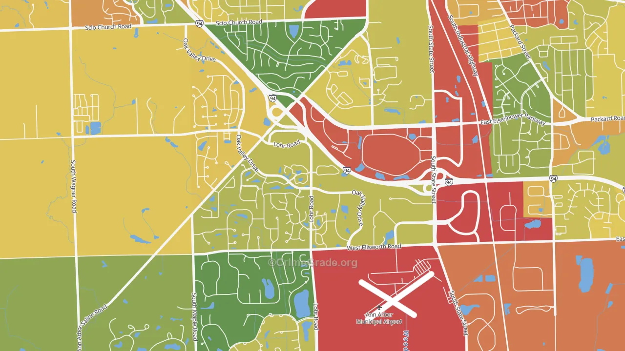 Bryant Pattengill West, Ann Arbor, MI Map of Robbery Rates