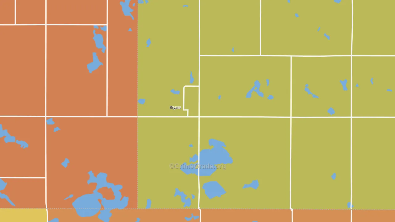 Bryant, SD Map of Robbery Rates