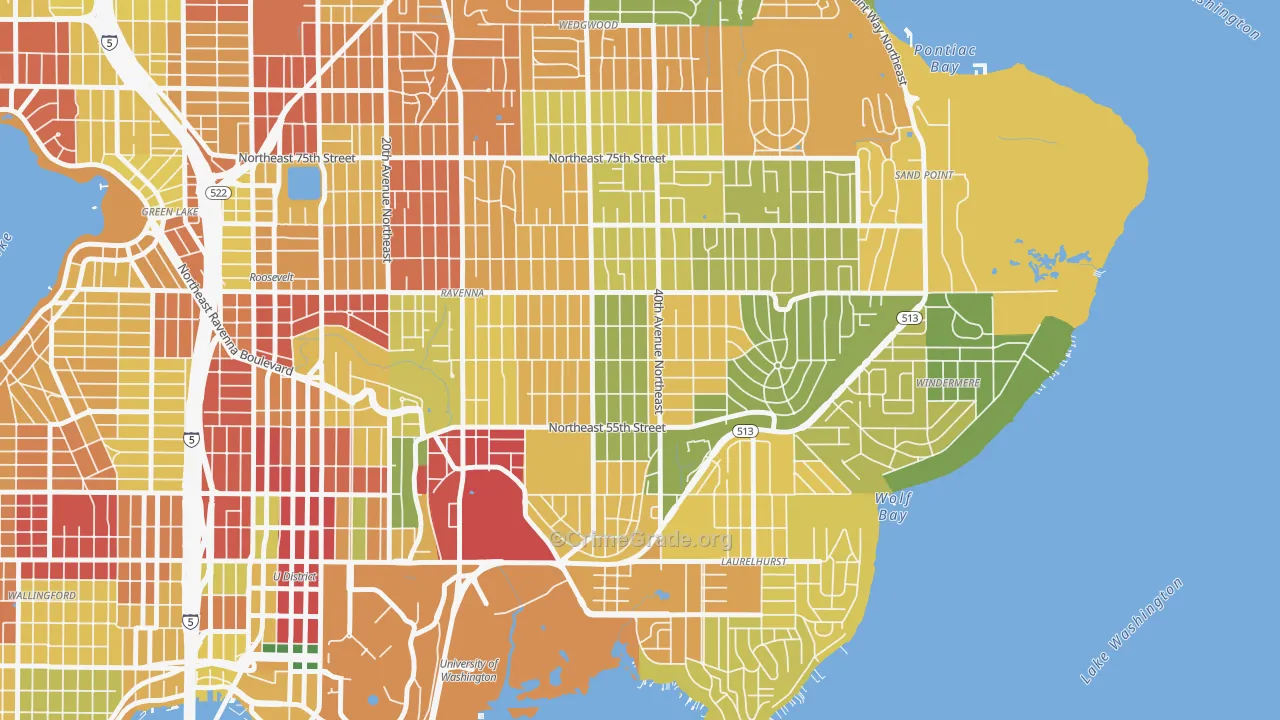 Bryant, Seattle, WA Map of Robbery Rates