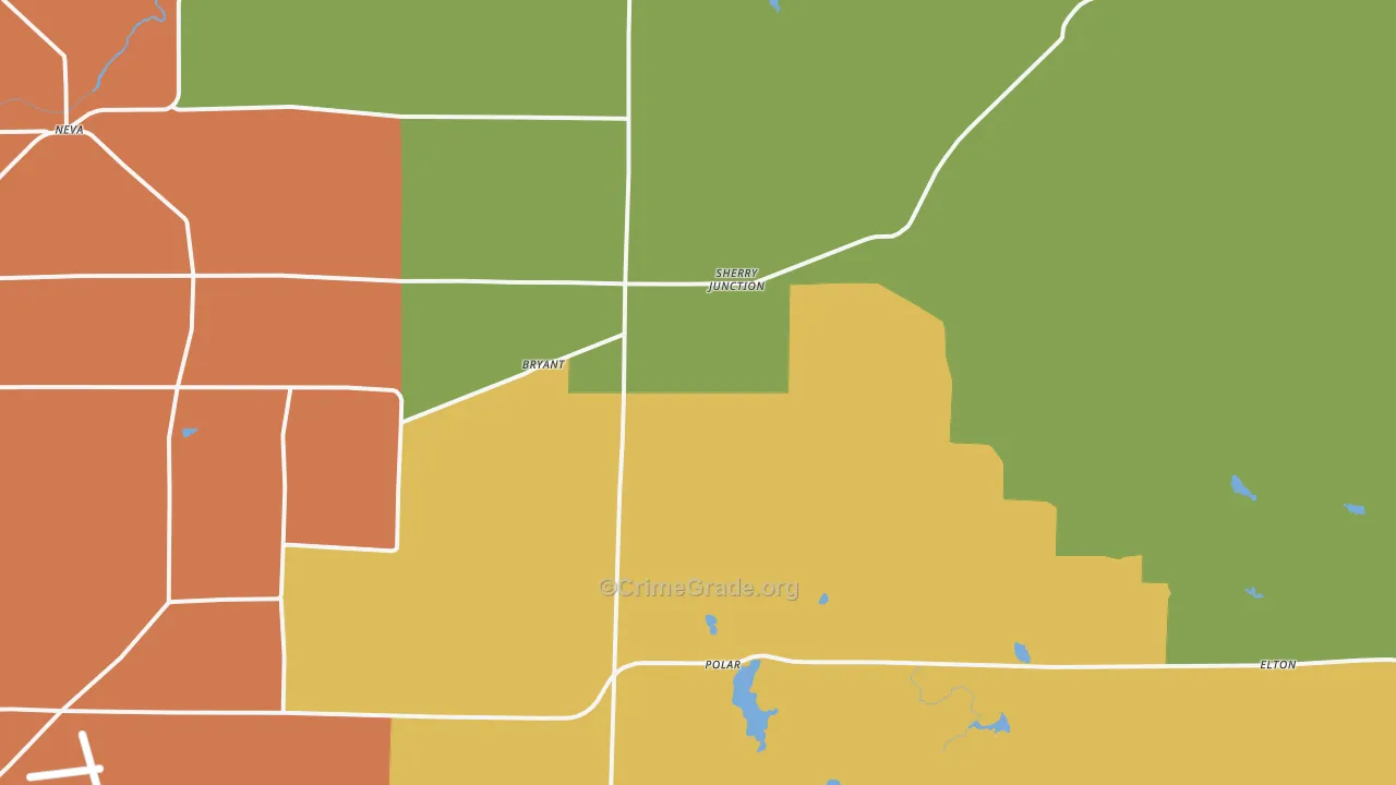 Bryant, WI Map of Robbery Rates