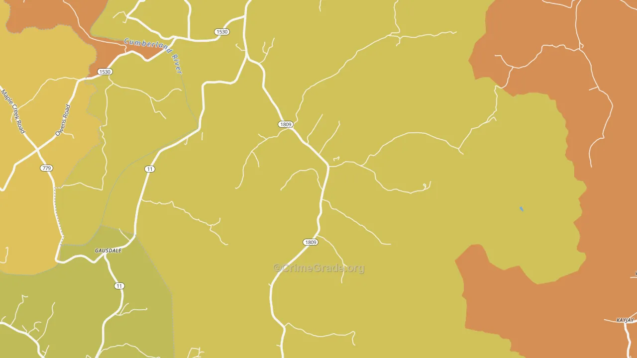Bryants Store, KY Map of Robbery Rates