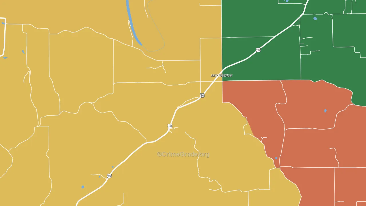 Bryantsville, IN Map of Robbery Rates