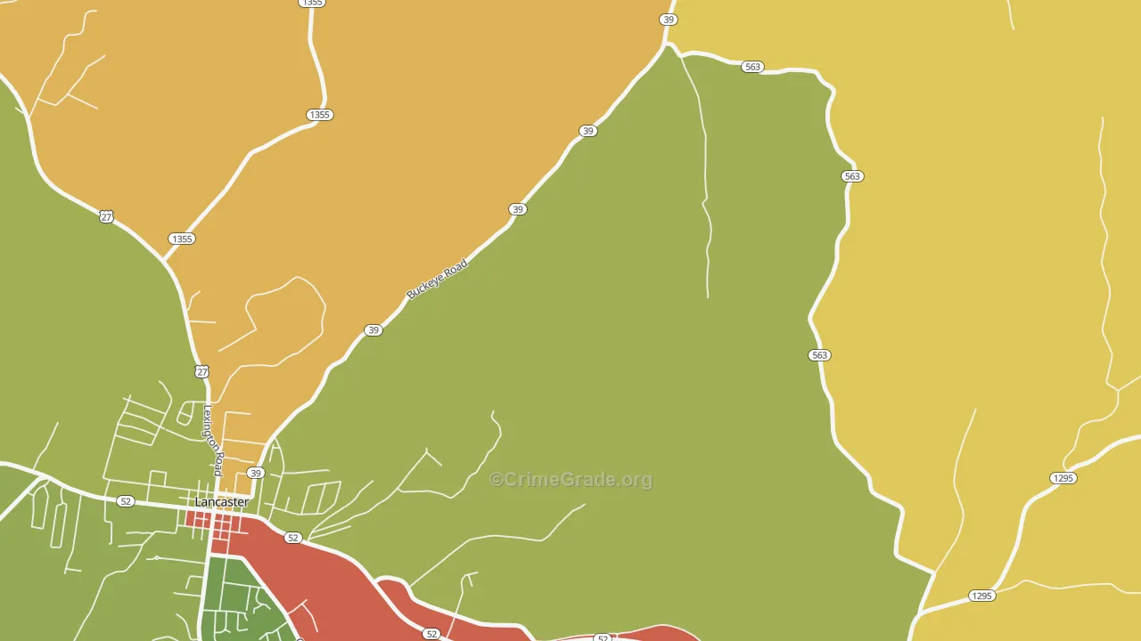 Bryantsville, KY Map of Robbery Rates