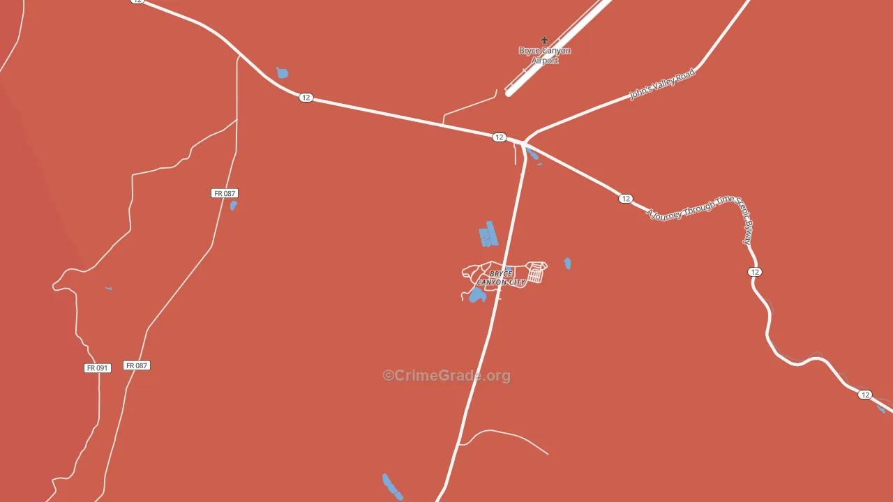 Bryce Canyon City, UT Map of Robbery Rates