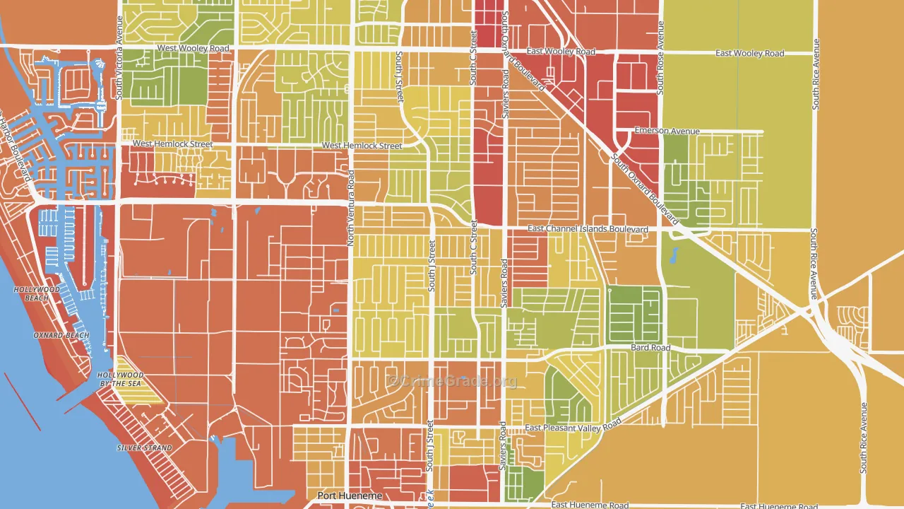 Bryce Canyon North, Oxnard, CA Map of Robbery Rates
