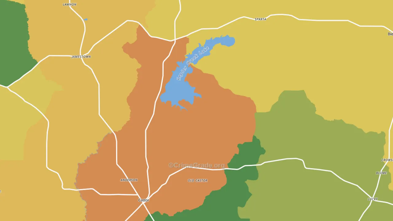 Bryceland, LA Map of Robbery Rates