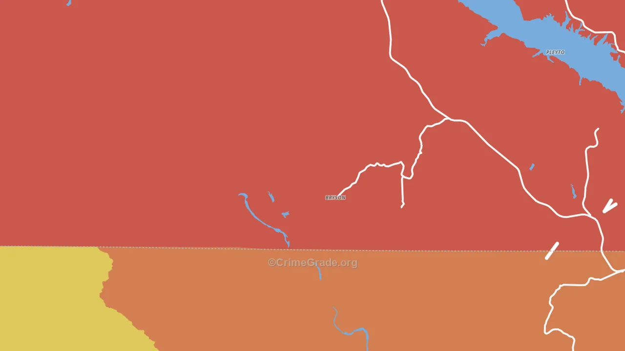 Bryson, CA Map of Robbery Rates