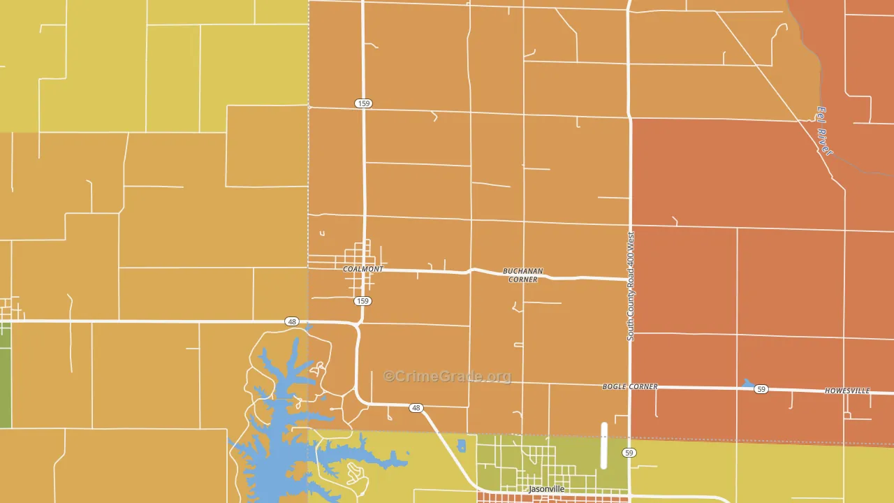 Buchanan Corner, IN Map of Robbery Rates