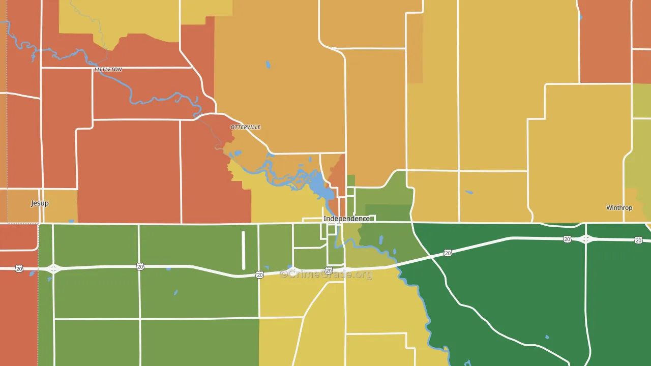 Buchanan County, IA Map of Robbery Rates