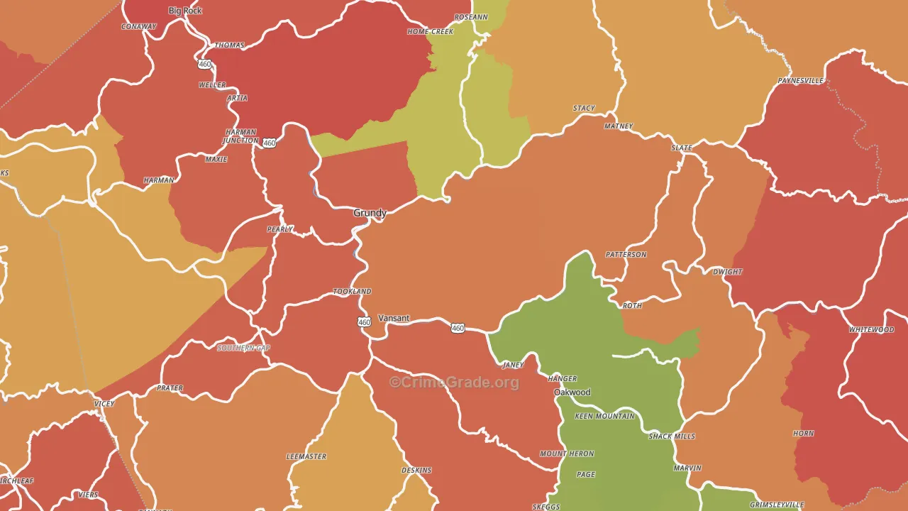 Buchanan County, VA Map of Robbery Rates