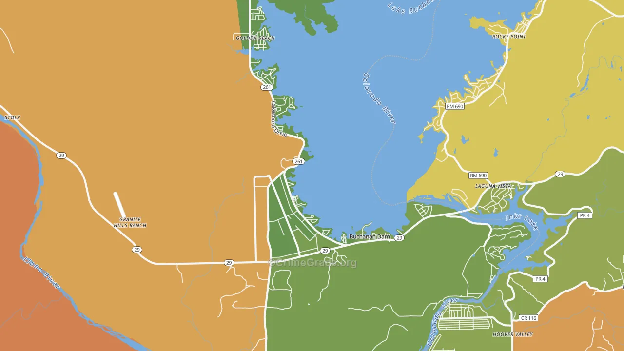 Buchanan Dam, TX Map of Robbery Rates
