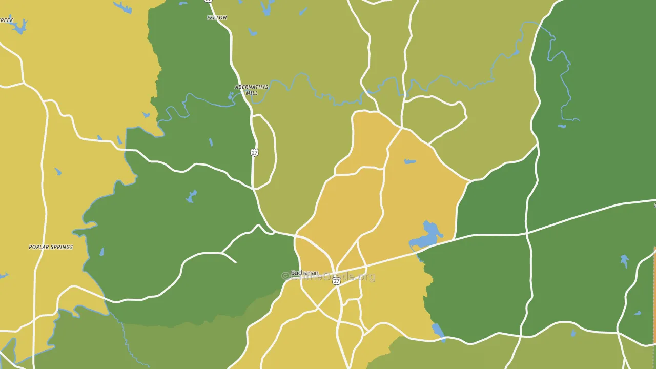 Buchanan, GA Map of Robbery Rates