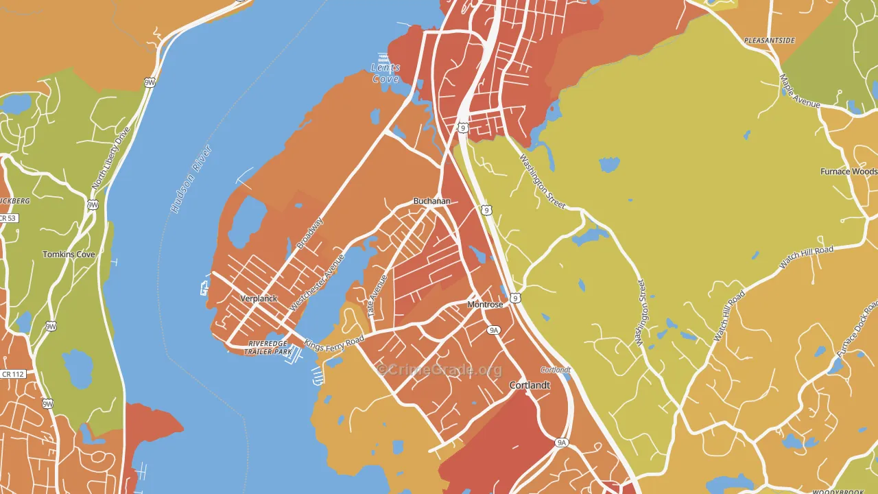 Buchanan, NY Map of Robbery Rates