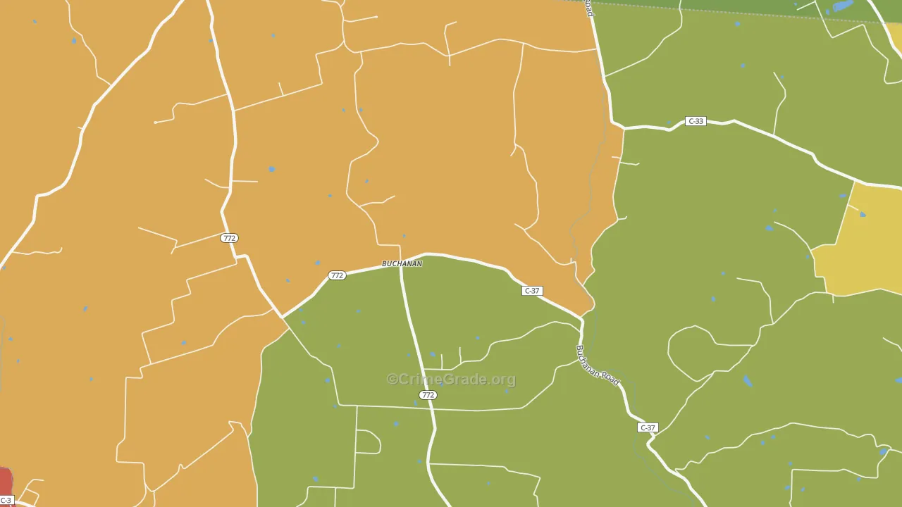 Buchanan, OH Map of Robbery Rates