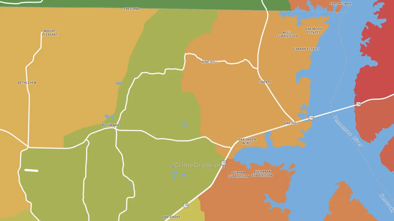Buchanan, TN Map of Robbery Rates
