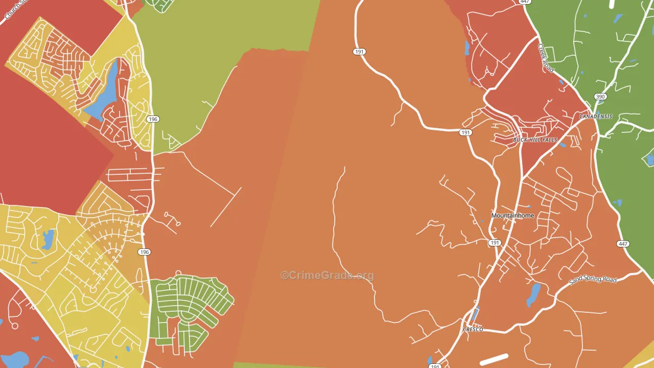 Buck Hill Falls, PA Map of Robbery Rates