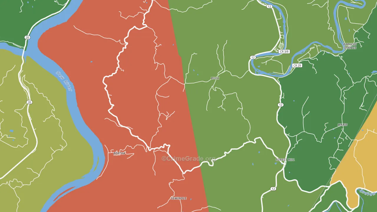 Buck, WV Map of Robbery Rates