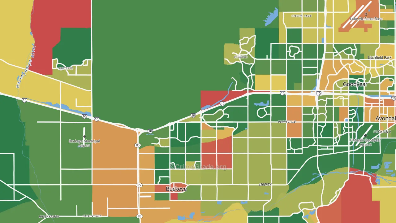 Buckeye, AZ Map of Robbery Rates