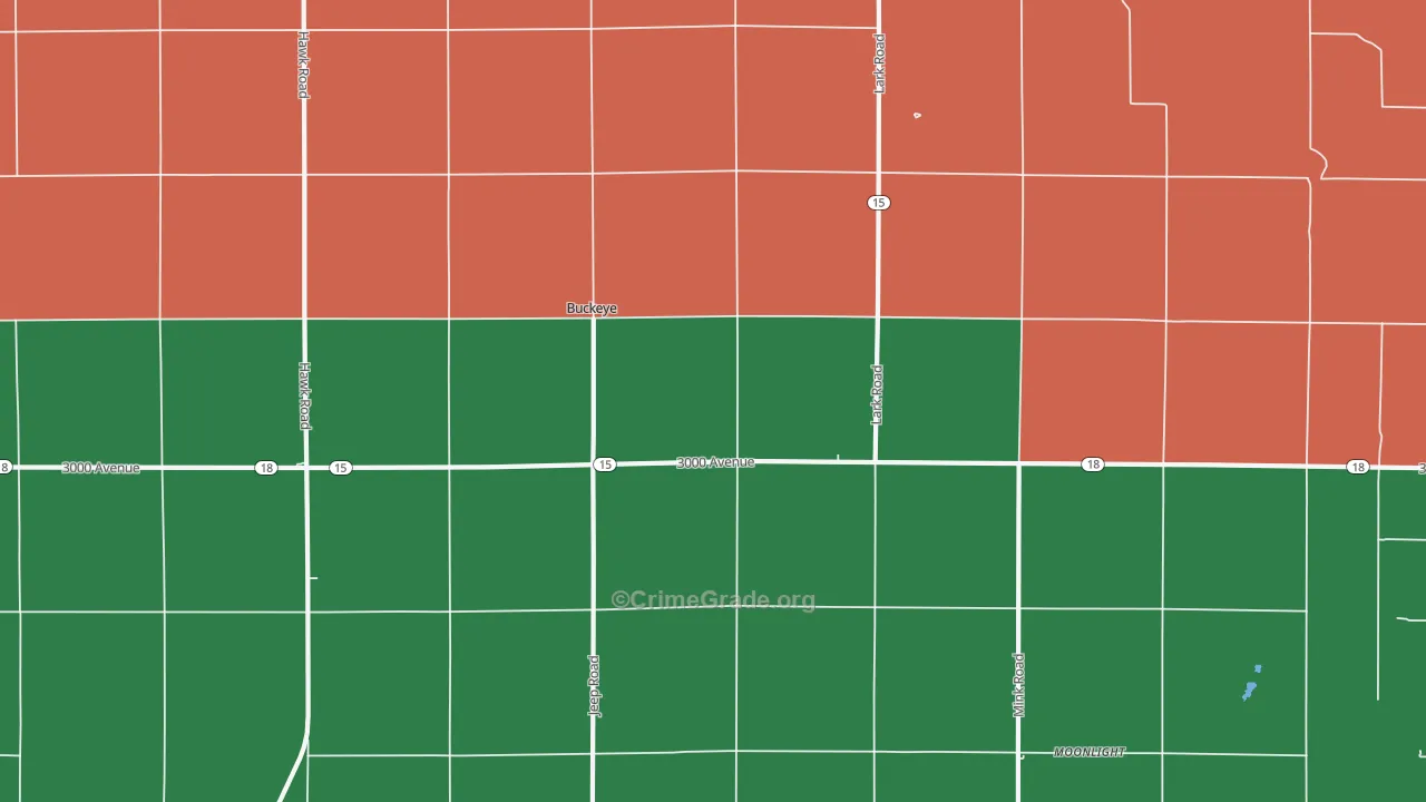 Buckeye, KS Map of Robbery Rates