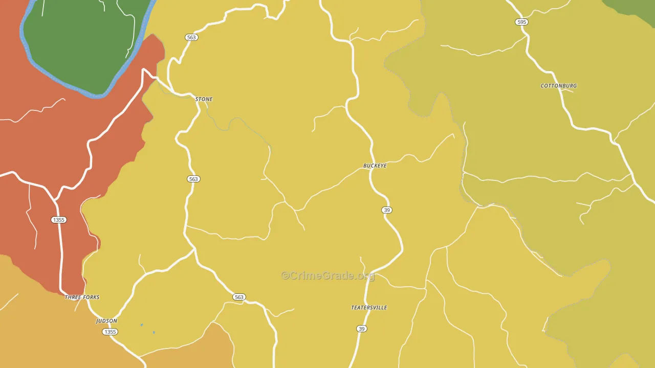 Buckeye, KY Map of Robbery Rates