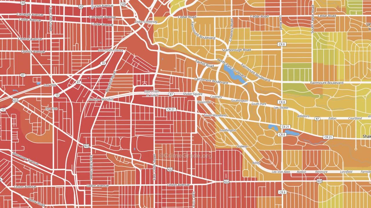 Buckeye-Shaker, Cleveland, OH Map of Robbery Rates