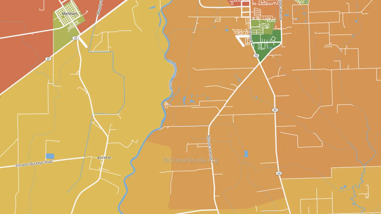 Buckeye, TX Map of Robbery Rates