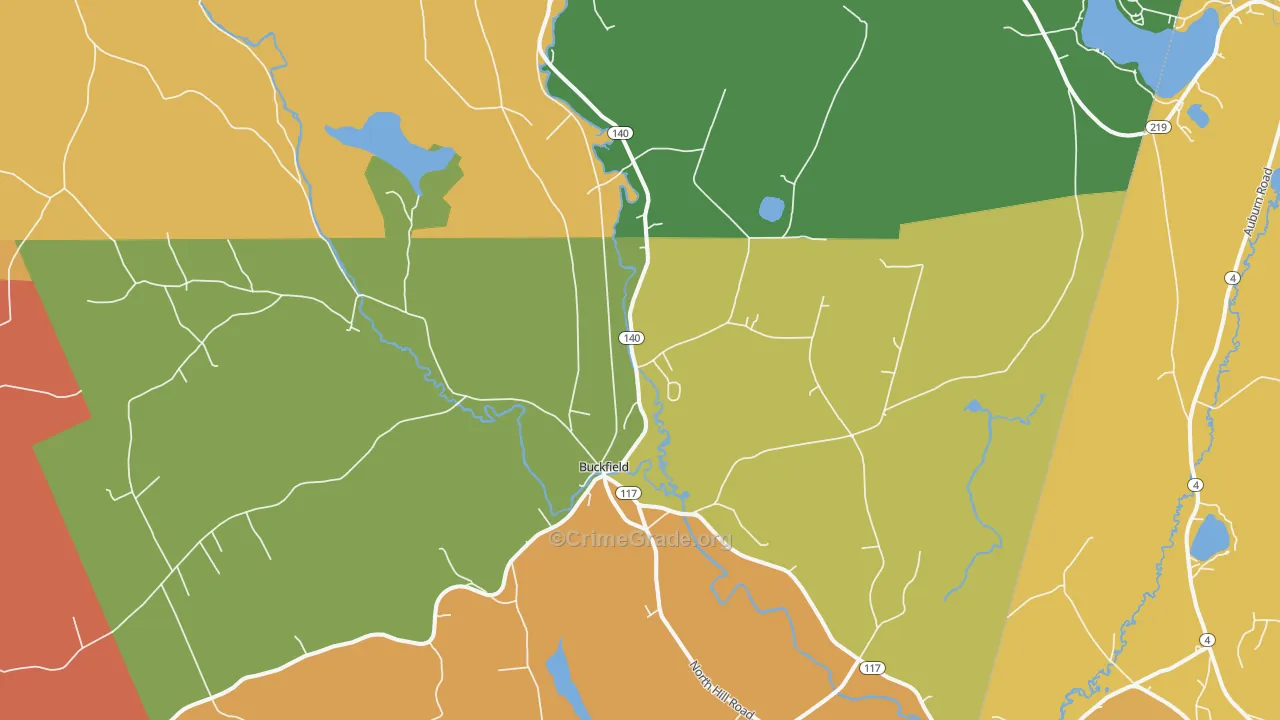 Buckfield, ME Map of Robbery Rates