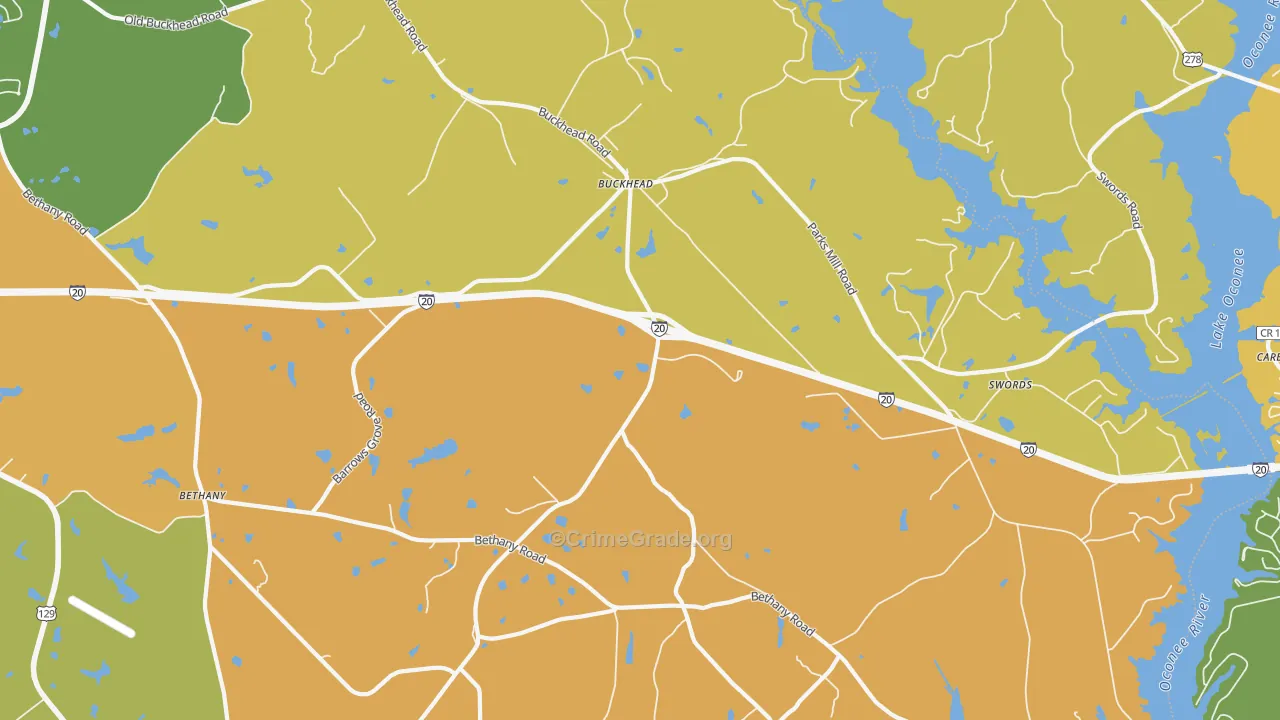 Buckhead, GA Map of Robbery Rates