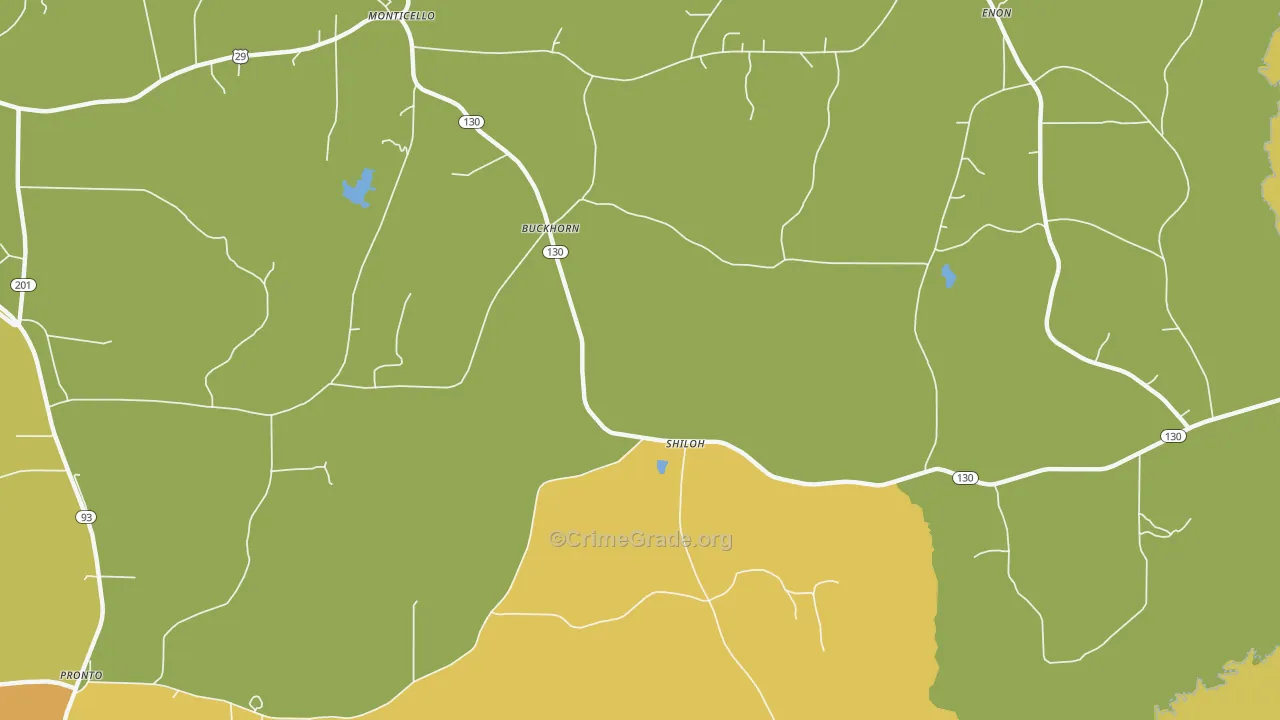 Buckhorn, AL Map of Robbery Rates