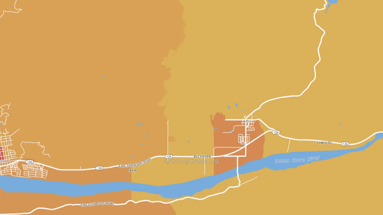 Buckhorn, CA Map of Robbery Rates