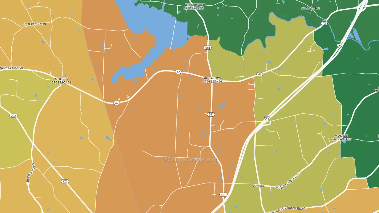 Buckhorn Crossroads, NC Map of Robbery Rates