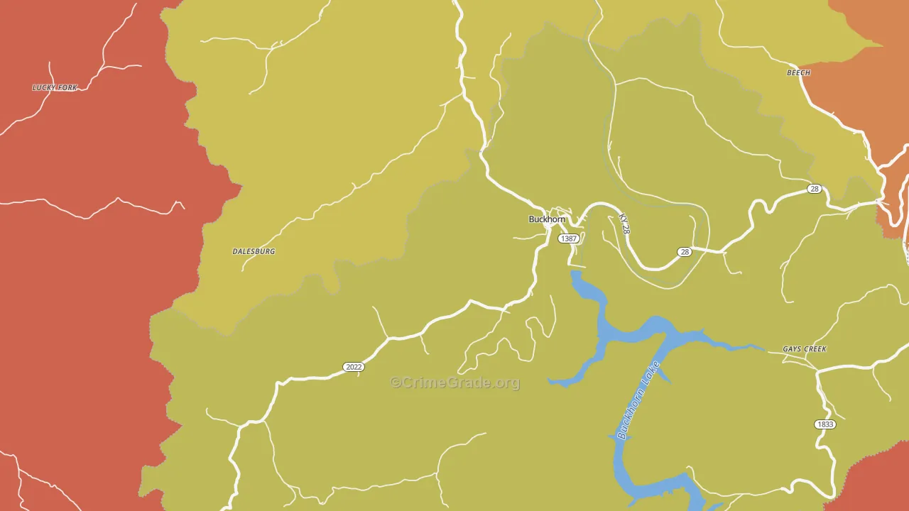 Buckhorn, KY Map of Robbery Rates