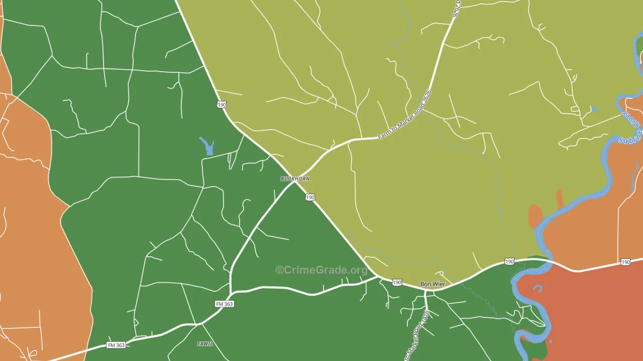 Buckhorn, TX Map of Robbery Rates