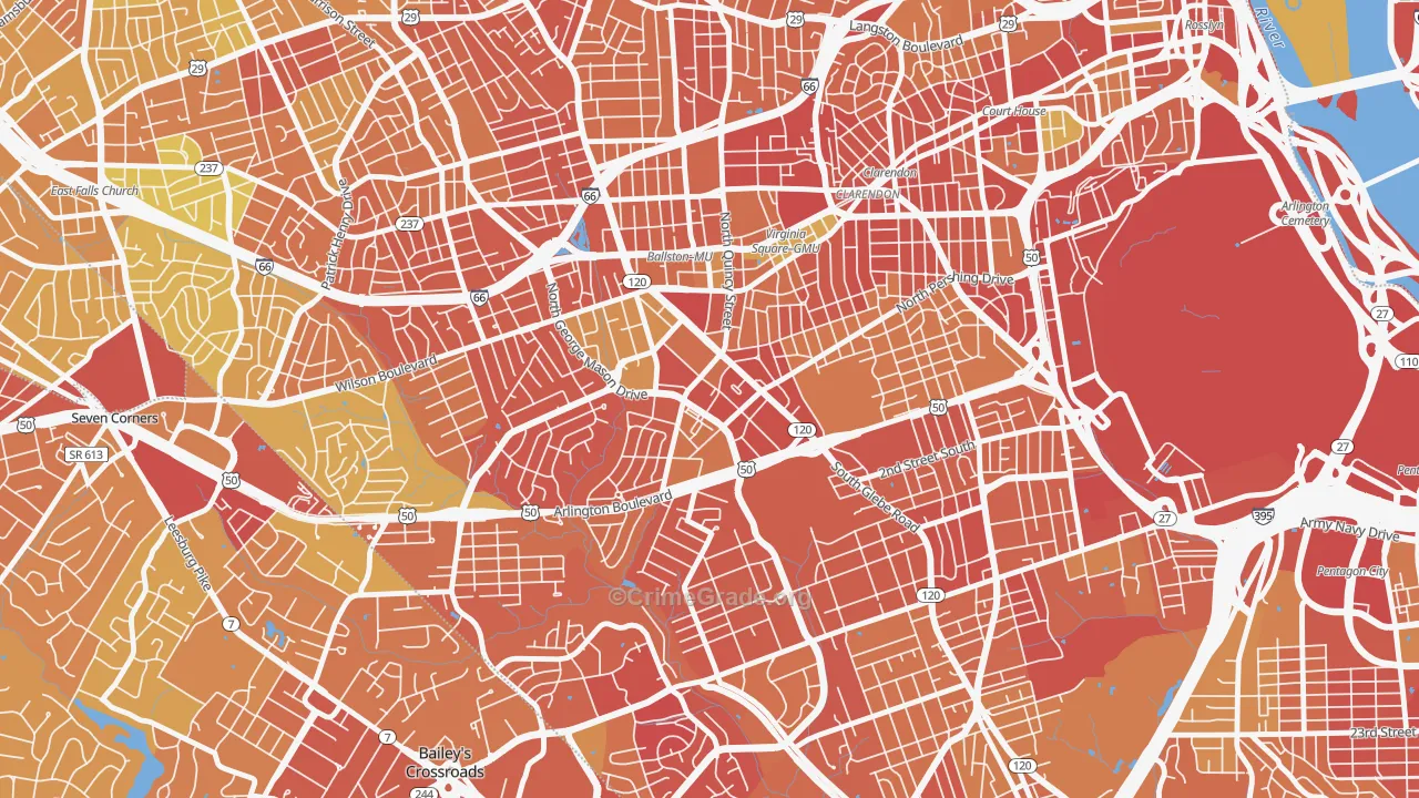 Buckingham, Arlington, VA Map of Robbery Rates