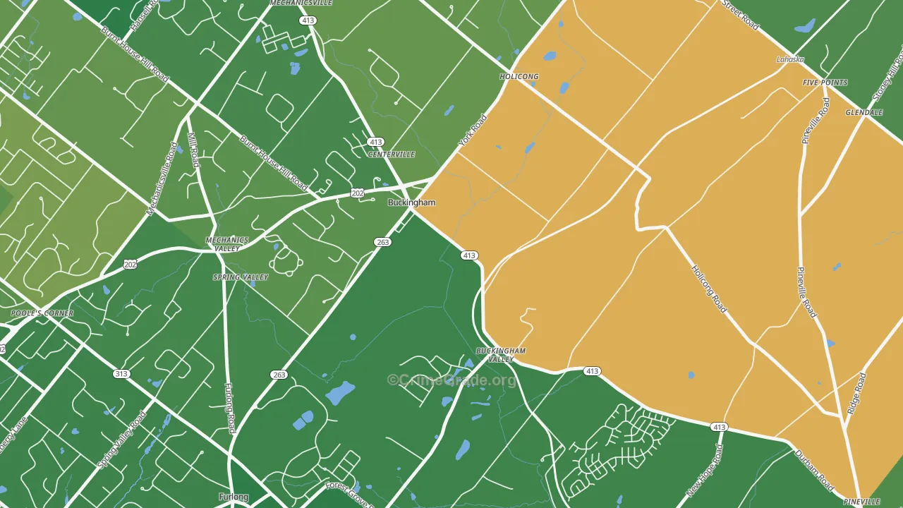 Buckingham, PA Map of Robbery Rates