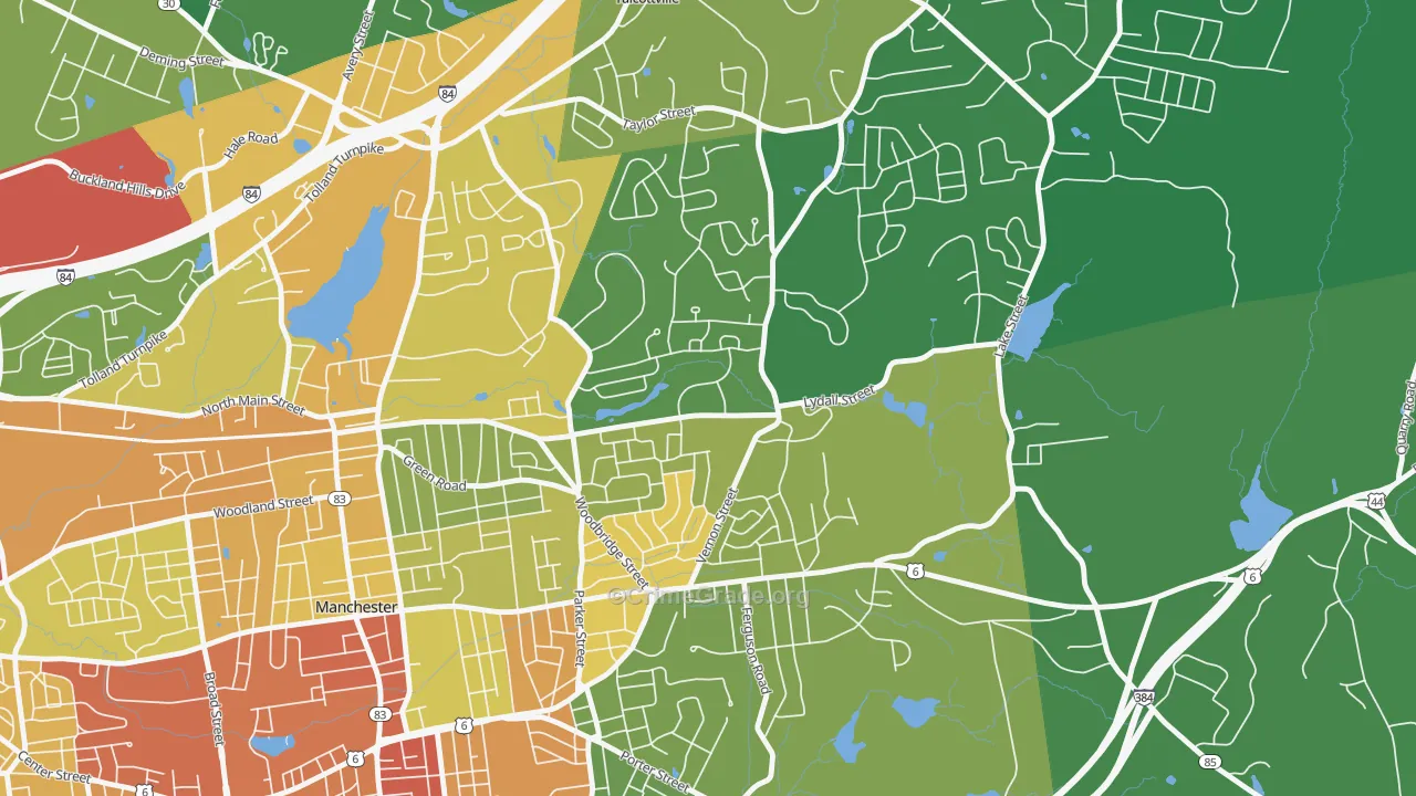 Buckley, Oakland, CT Map of Robbery Rates