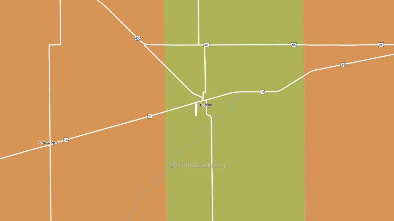 Bucklin, KS Map of Robbery Rates