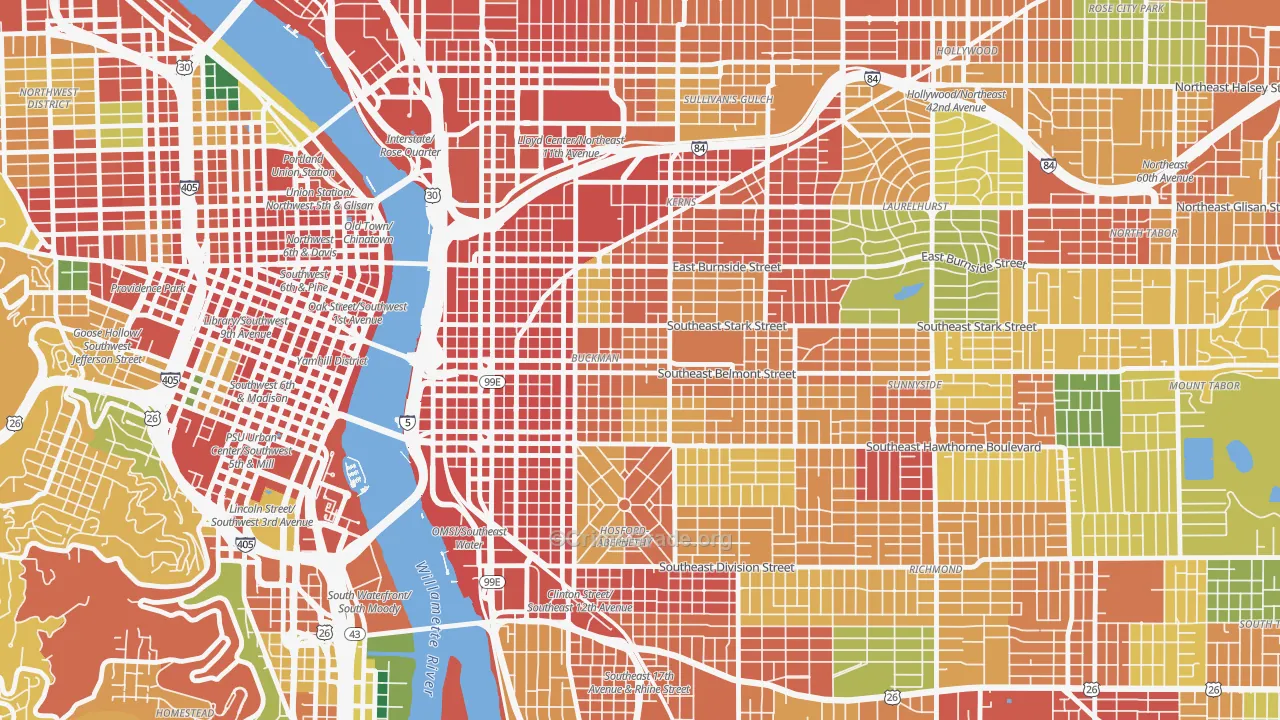 Buckman, Portland, OR Map of Robbery Rates