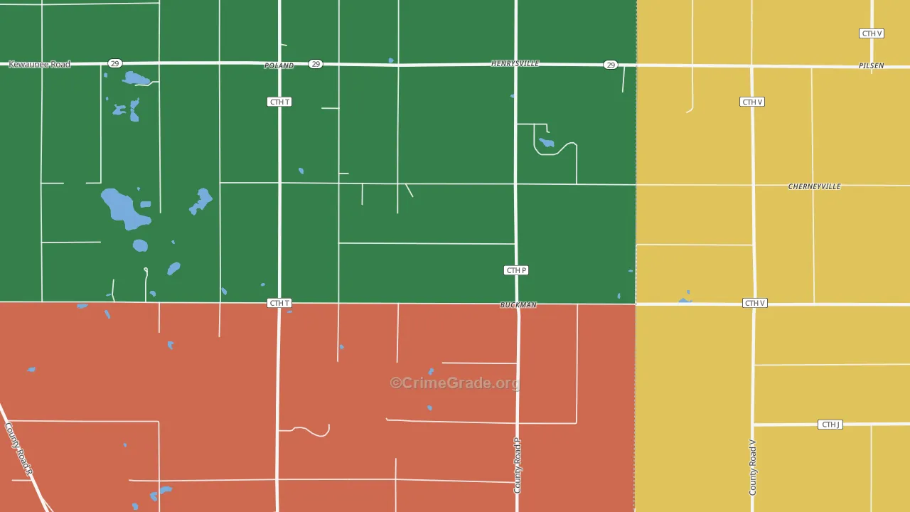 Buckman, WI Map of Robbery Rates