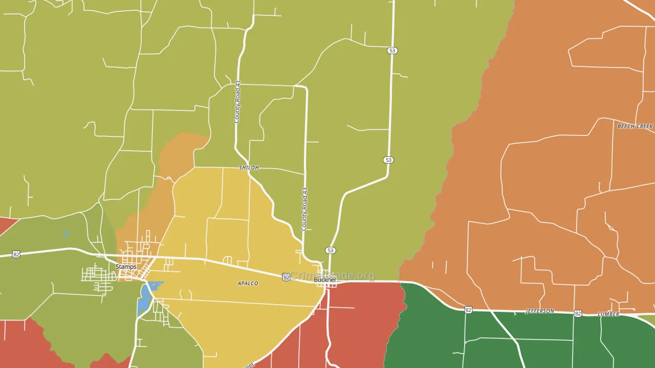 Buckner, AR Map of Robbery Rates