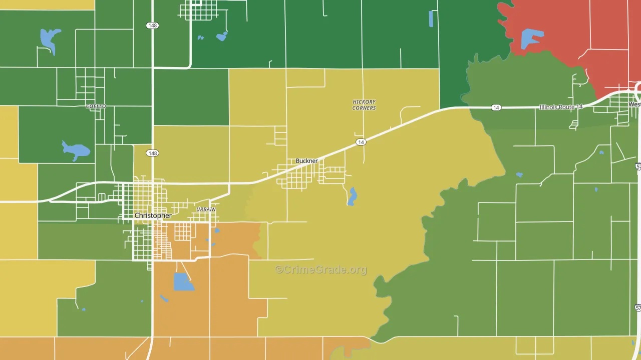 Buckner, IL Map of Robbery Rates