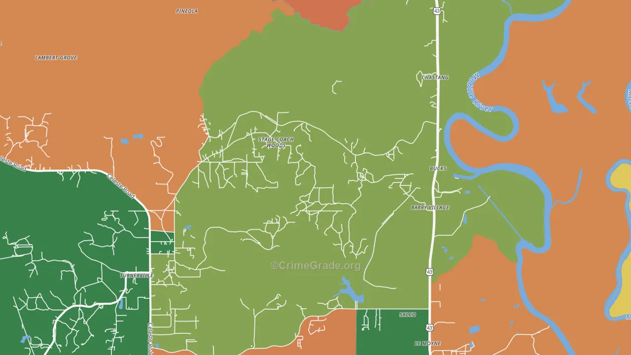 Bucks, AL Map of Robbery Rates