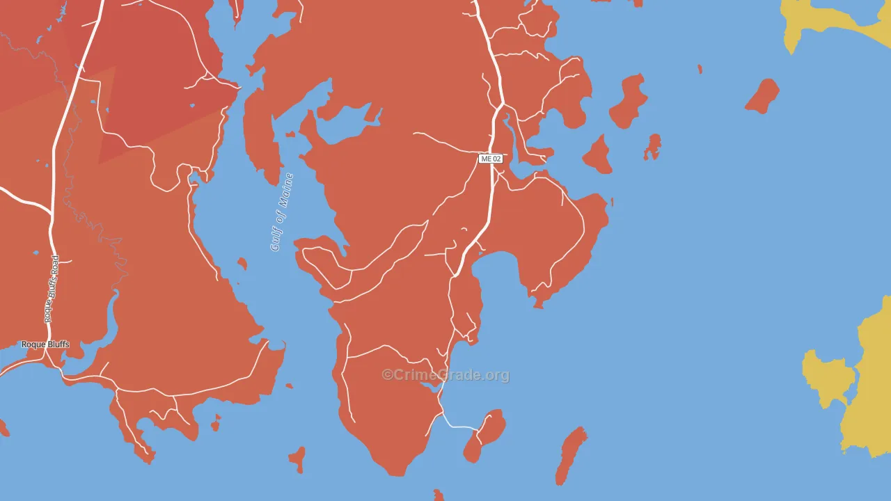 Bucks Harbor, ME Map of Robbery Rates