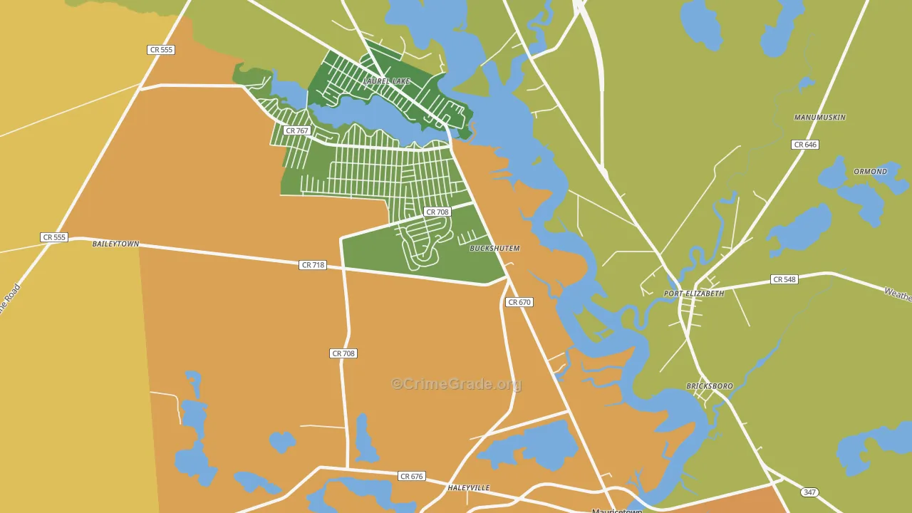Buckshutem, NJ Map of Robbery Rates